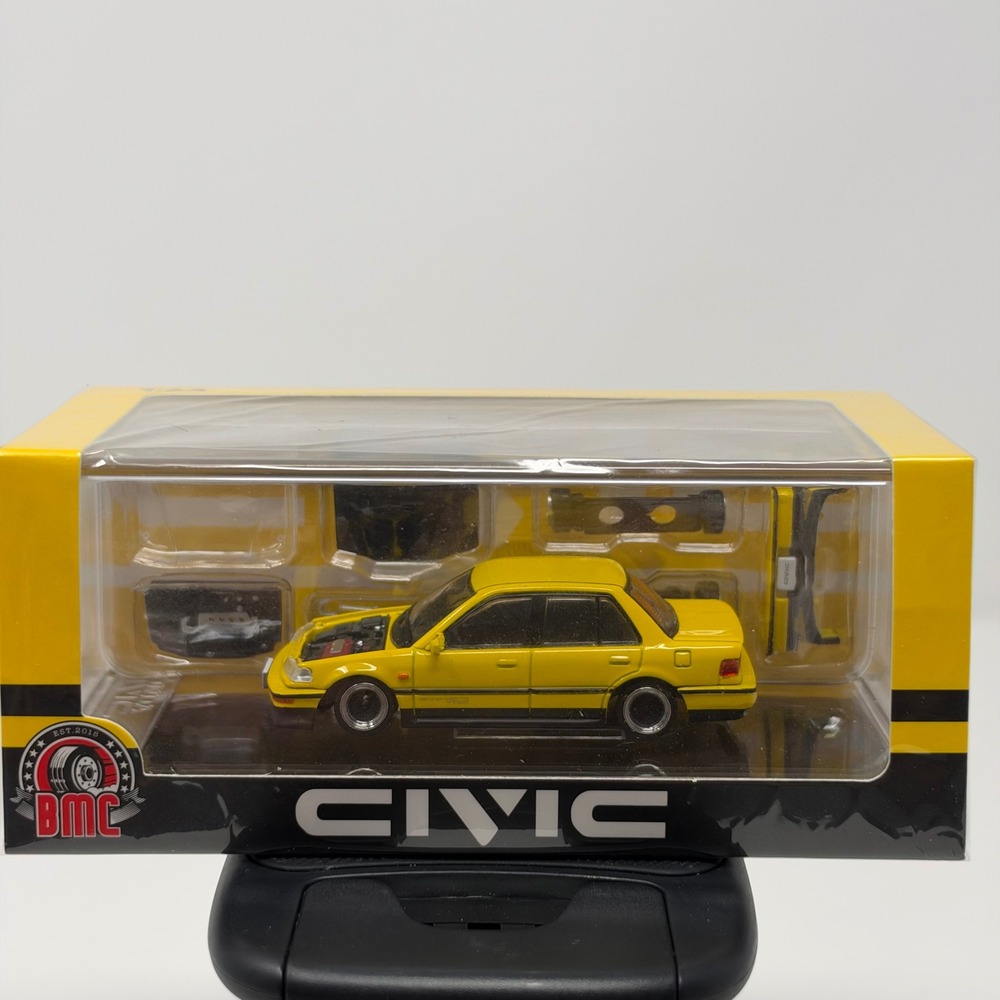 Honda Civic EF2 LHD Custom Yellow BMC 1:64 Diecast Model Car 64B0470 NIB